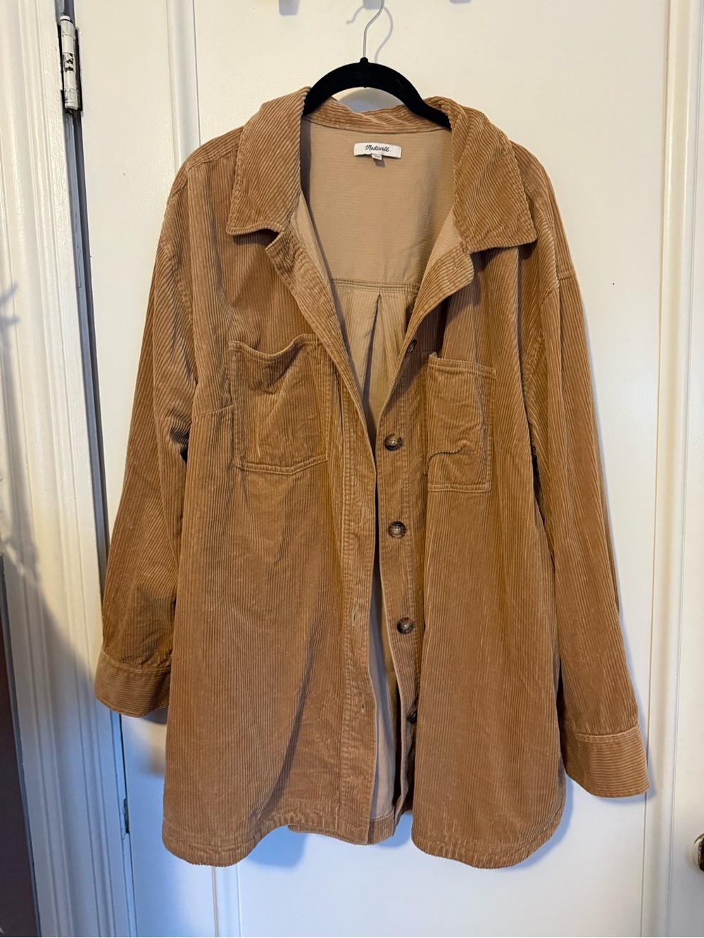 Madewell Corduroy Button-Front Jacket/Shacket in Tan/Light Brown / Camel 1X